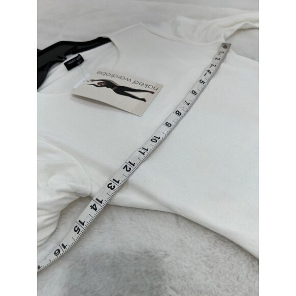 NWTD NAKED WARDROBE Size L Long Sleeve Bodysuit White - Picture 6 of 12